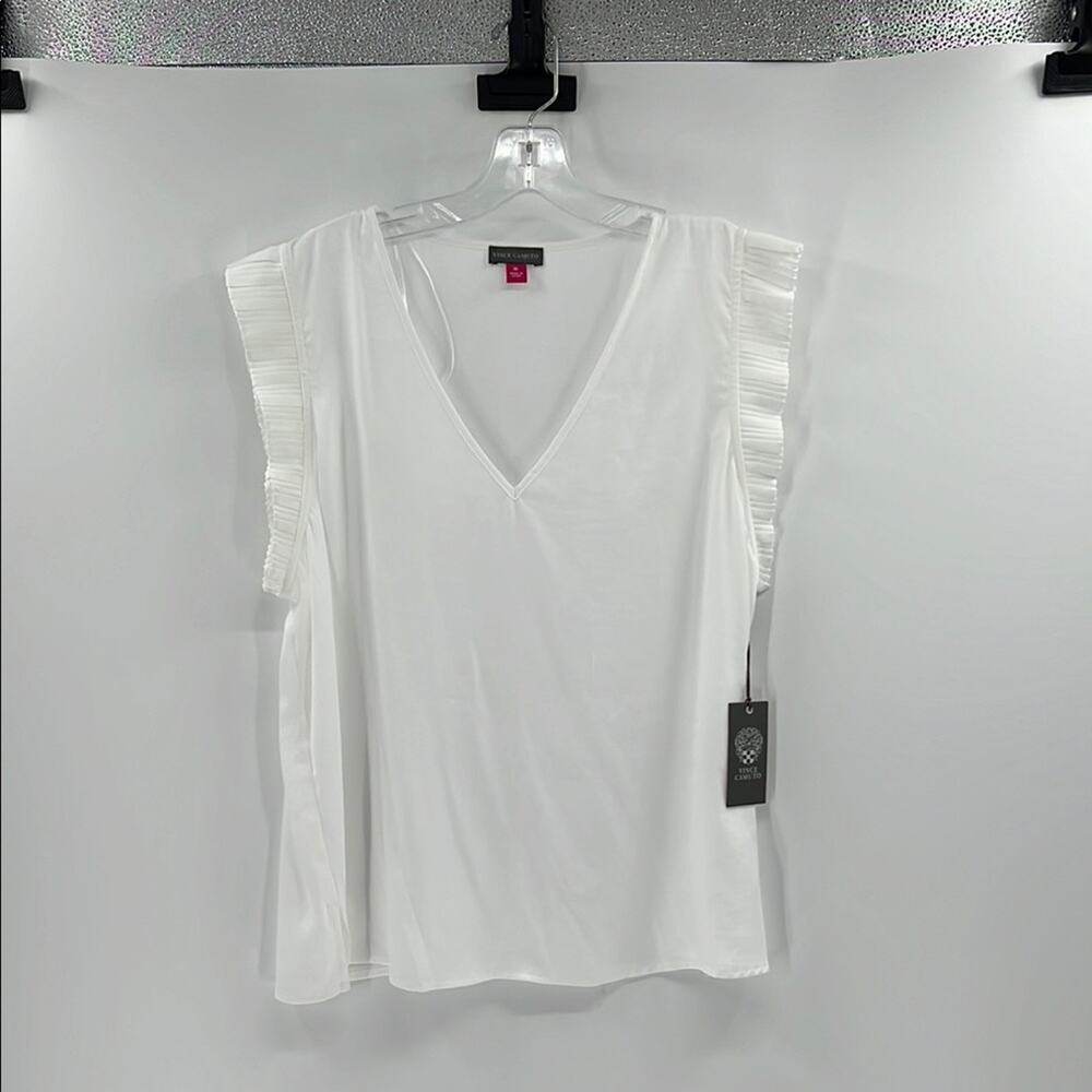 Vince Camuto Women's Afterglow Ruffle Sleeve Top - New Ivory - XL - NWT